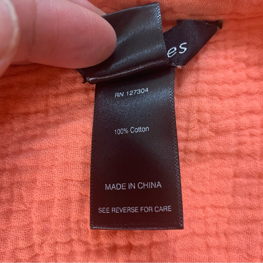 ****SOLD***Ali Miles Coral Tie Dye Textured Top with ruched sleeves size PM - Picture 6 of 6